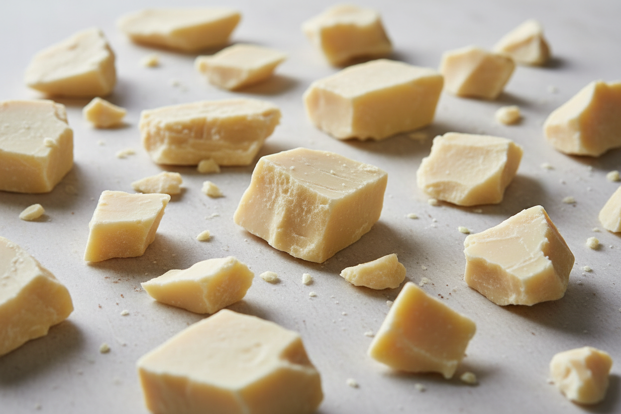 cocoa butter in pieces every where